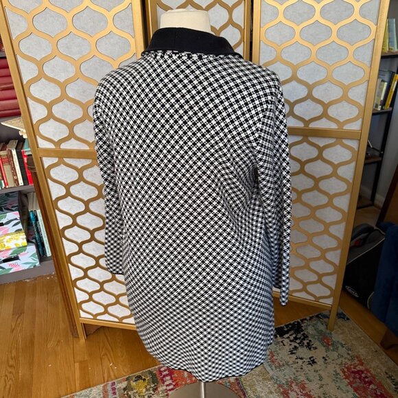 Lands End Size XL 18 Black & White Houndstooth Shawl Collar Long Cardigan Jacket - Picture 15 of 15